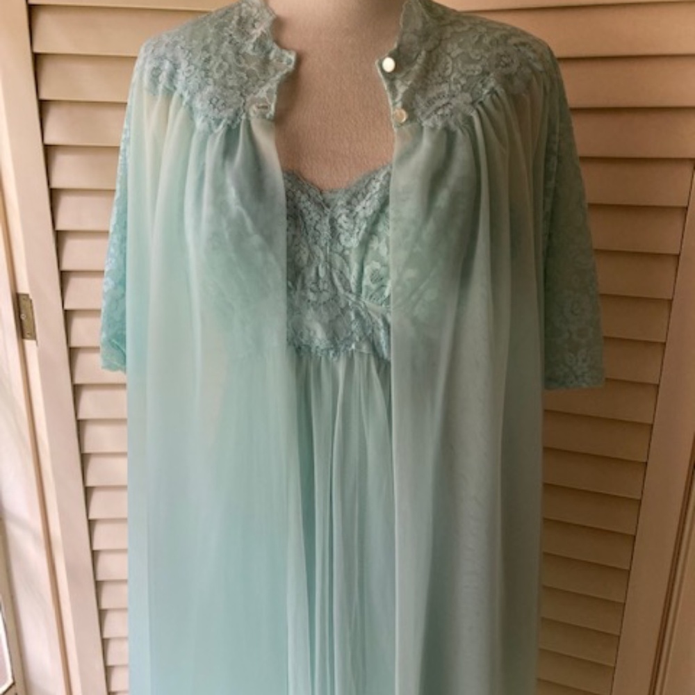Vintage Van Raalte Lace and Chiffon Peignoir Set